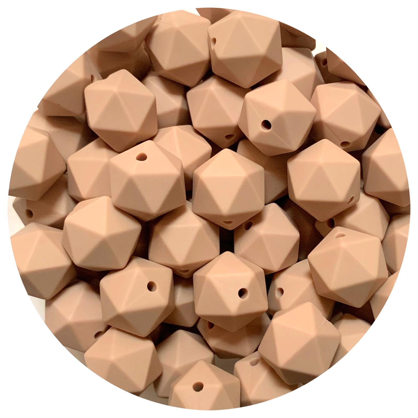 Oatmeal - 14mm Mini Icosahedron - 2 beads