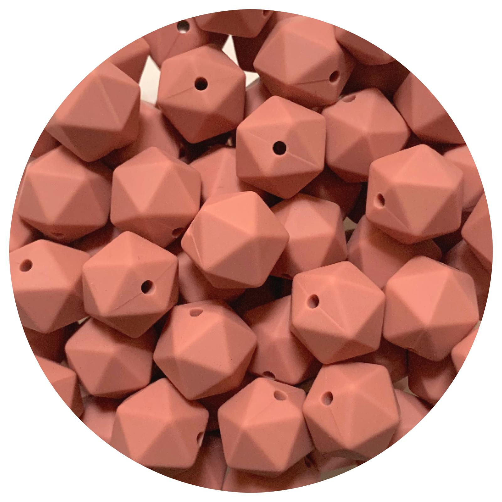Dusty Rose - 14mm Mini Icosahedron - 2 beads