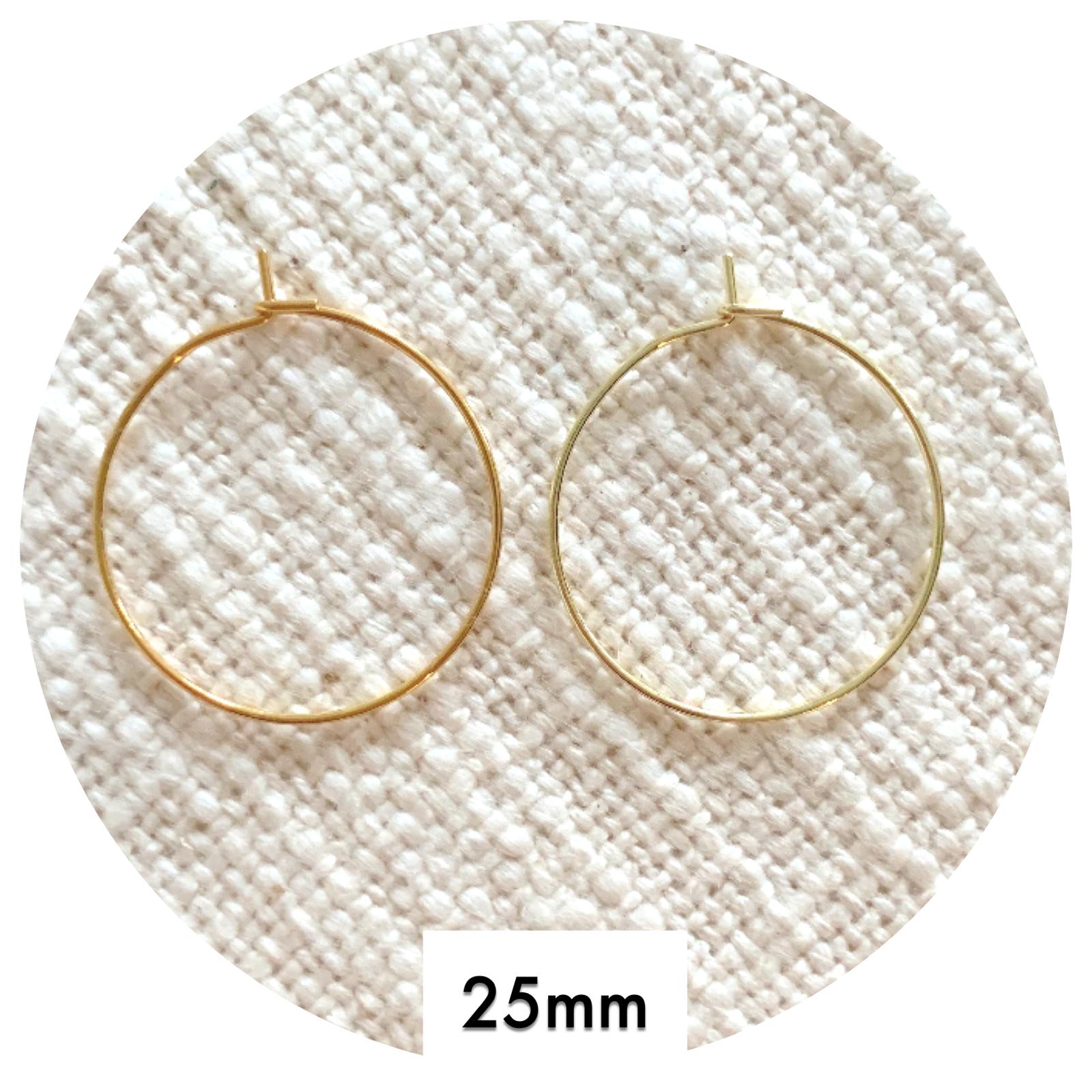 25mm Stainless Steel Earring Wire Hoops - Gold - 2 pcs (GSSHOOPS25)