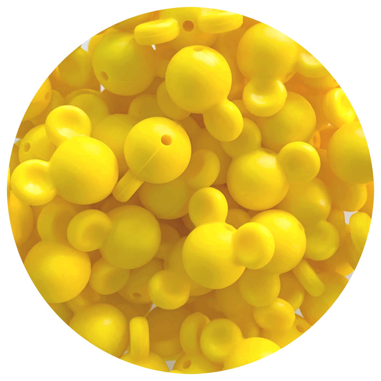 Lemon Yellow - Mouse Head - 5 Beads