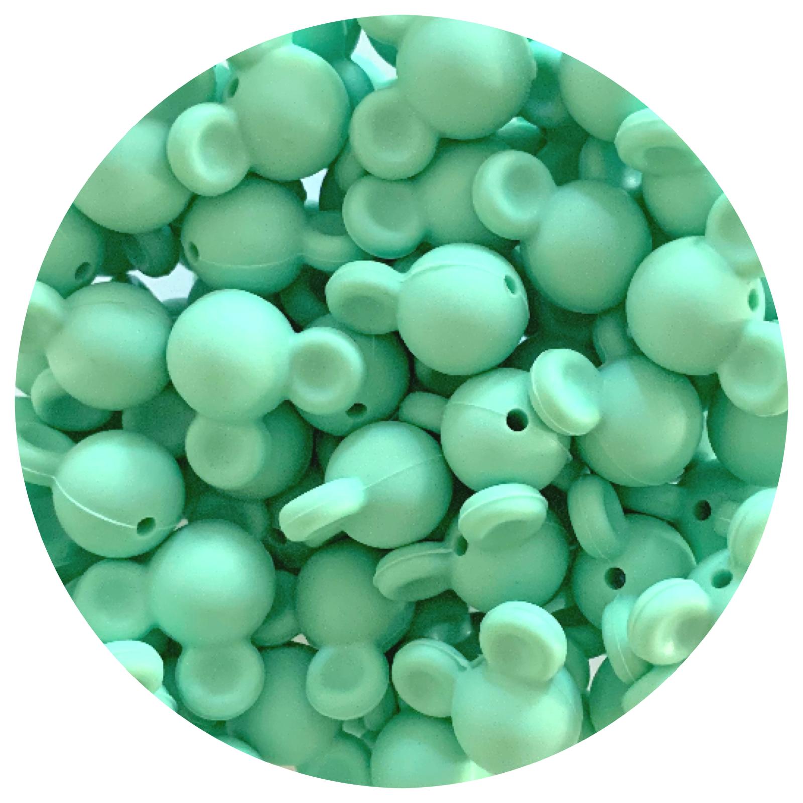 Mint Green - Mouse Head - 5 Beads