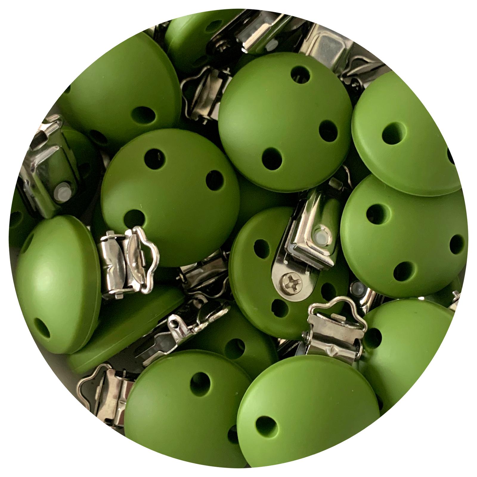Army Green - Silicone Dummy / Pacifier Clip - Each
