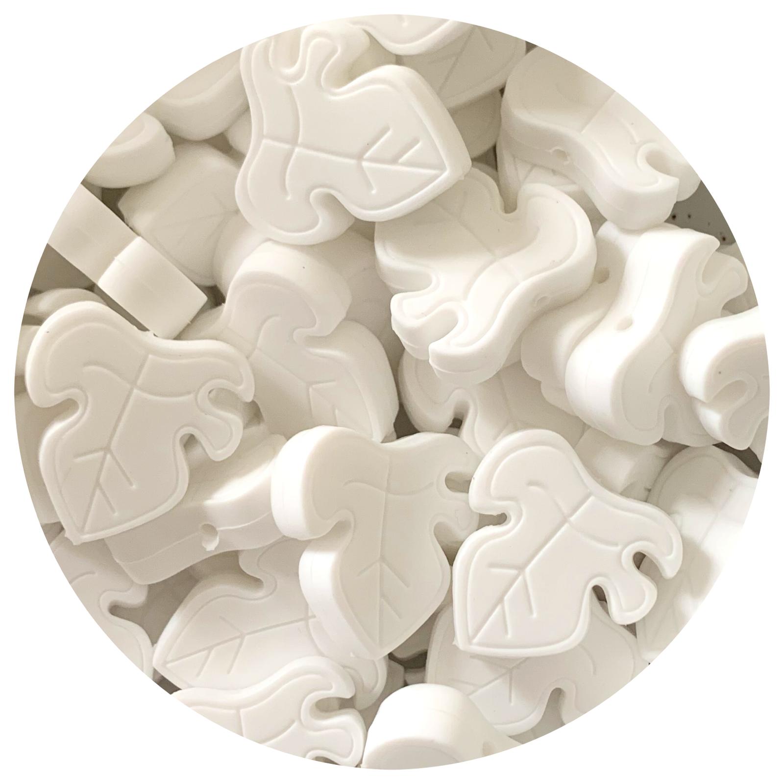 Snow White - Monstera Leaf Silicone Beads - 2 Beads