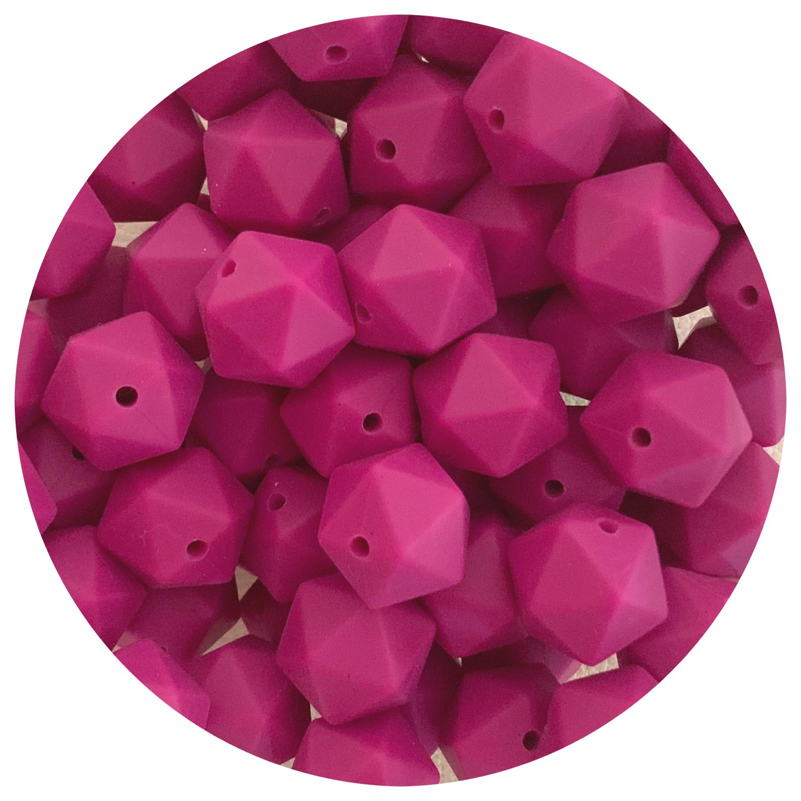 Magenta - 14mm Mini Icosahedron - 2 beads