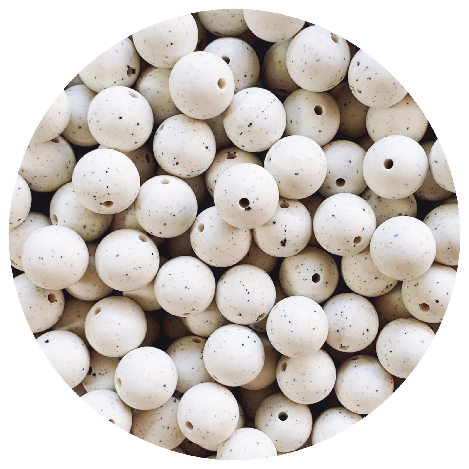 Linen Speckled - 15mm round - 10 Beads