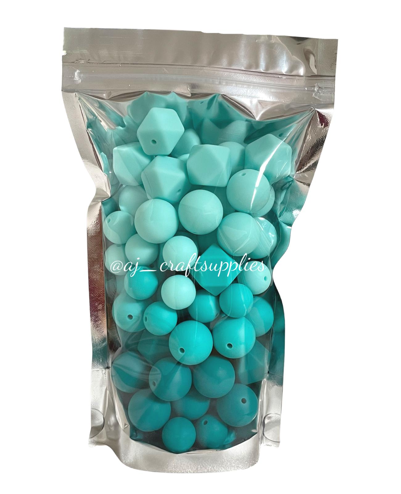 Turquoise Green Ombre - Variety Pack - 75 Silicone Beads