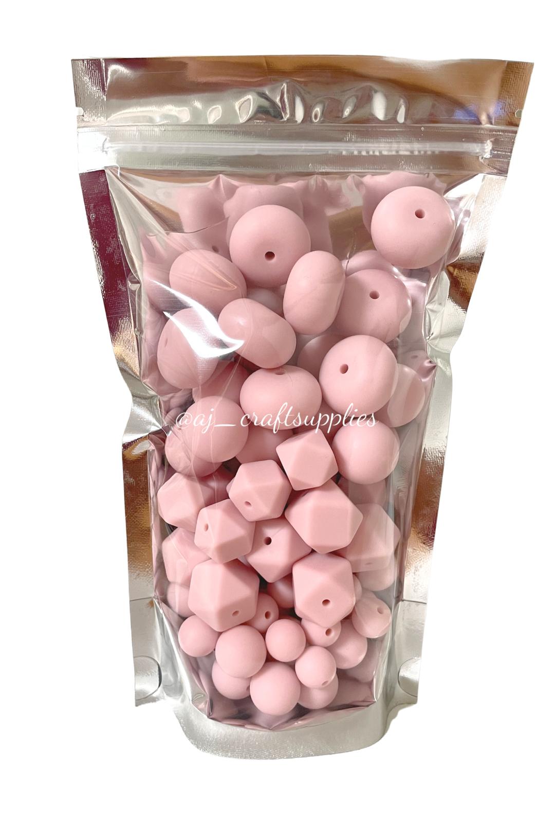 Blush Pink - Single Colour Variety Pack - 80 Silicone Beads