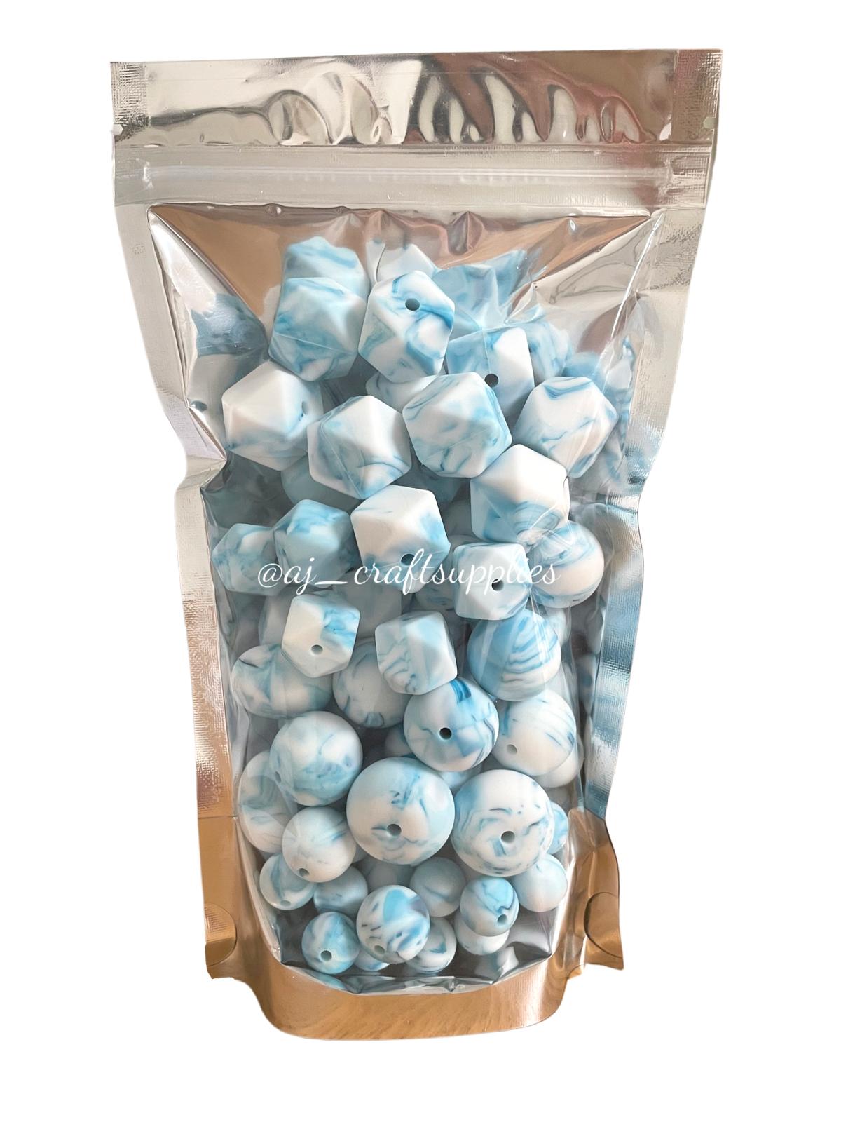 Blue Marble - Single Colour Variety Pack - 80 Silicone Beads