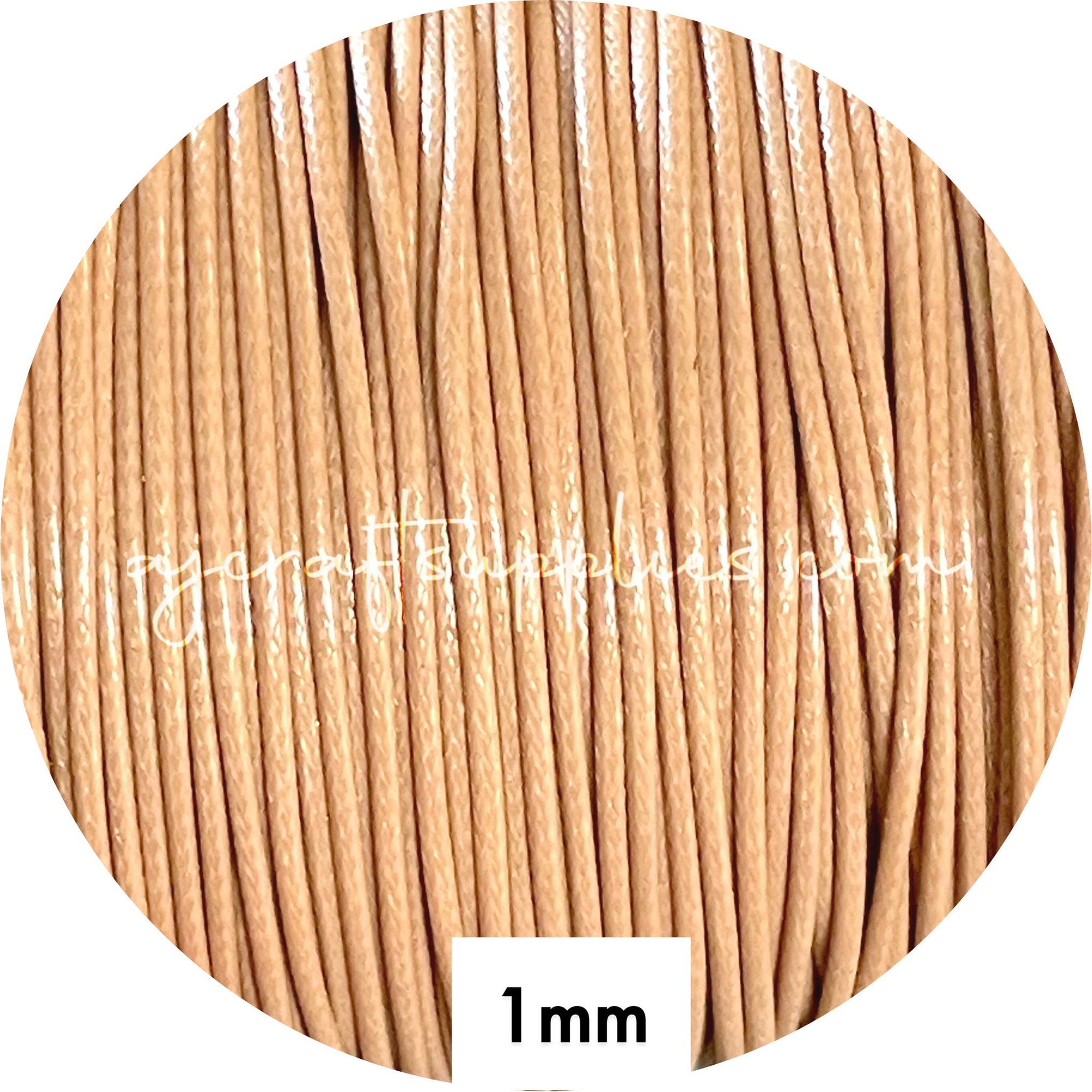 Camel - 1mm Waxed Braided Polyester Cord - 5 metres