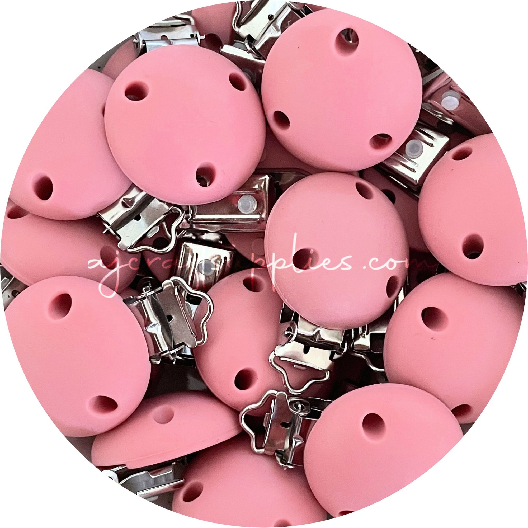 Petal Pink - Silicone Dummy / Pacifier Clip - Each
