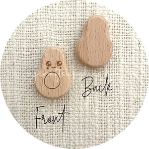 Happy Avocado Beech Wood Beads - 2 Beads