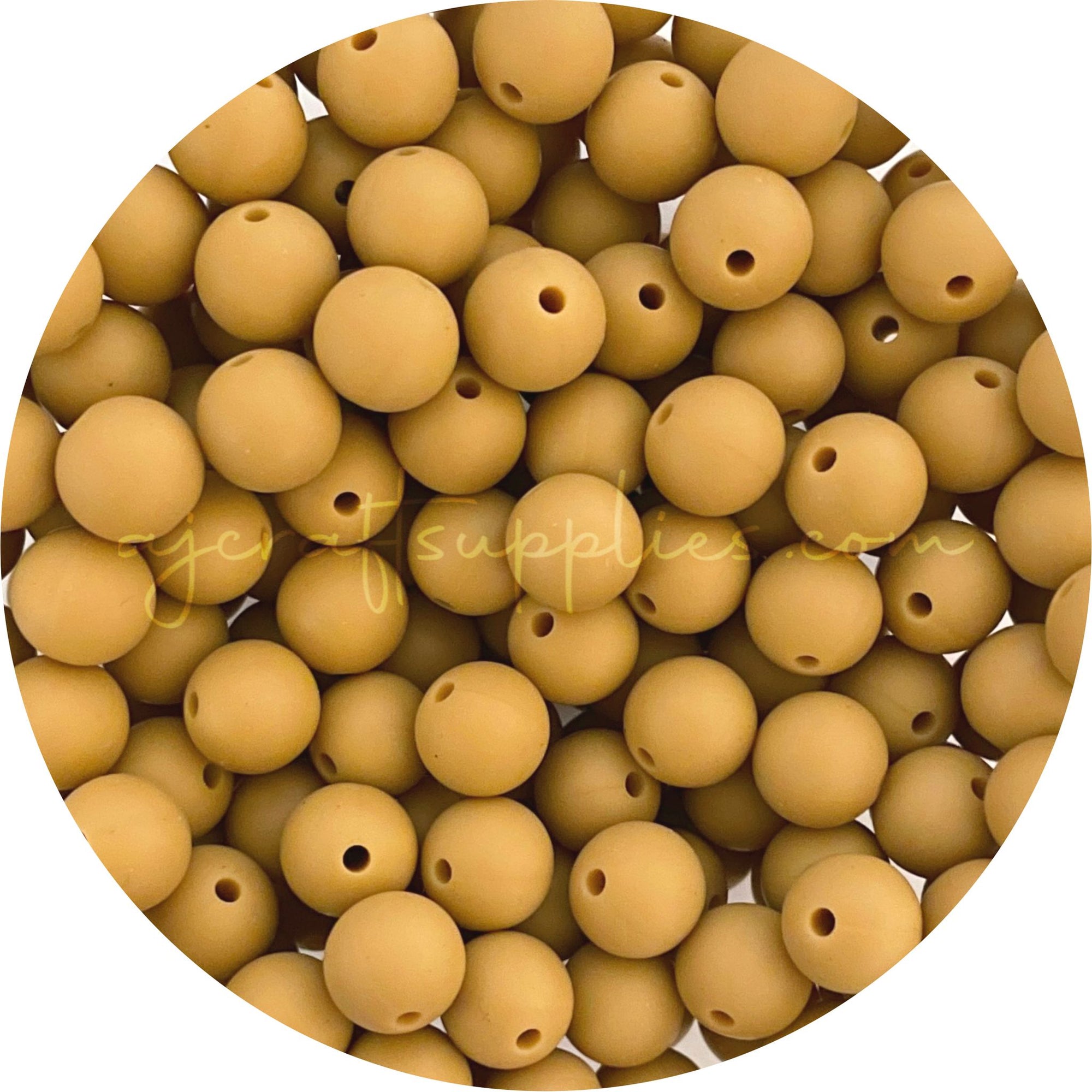 Butterscotch - 9mm Round Silicone Beads - 5 Beads