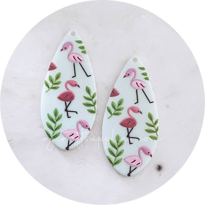 Pink Flamingo Teardrop Acrylic Charm - Each