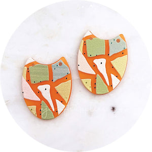 Geometric Pattern Orange Acrylic Charm - Each
