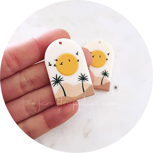 Beach Scene Palm Trees Arch Acrylic Charm - Each