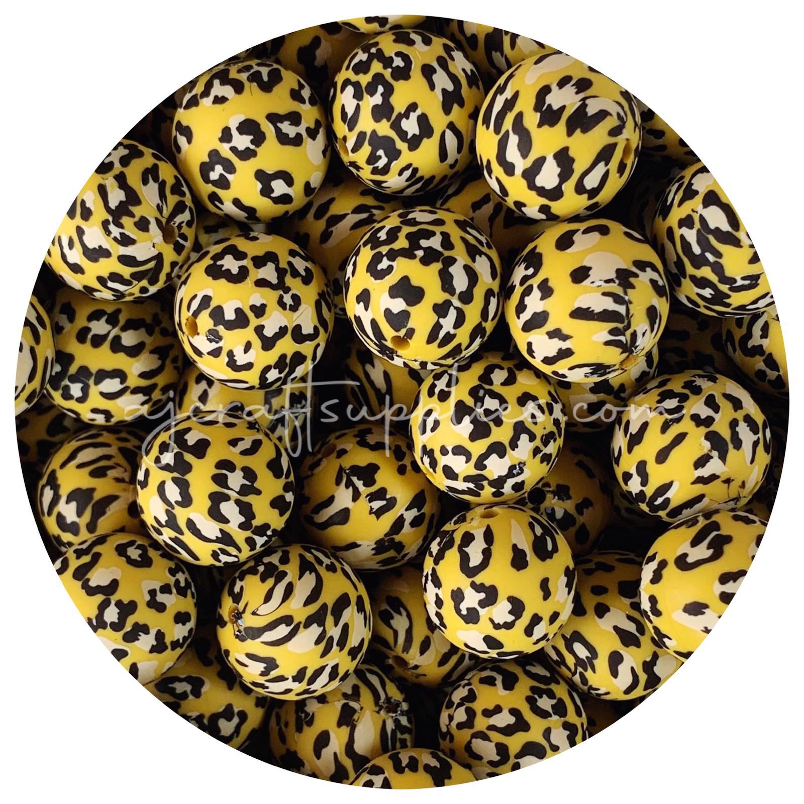 *CLEARANCE* Mustard Leopard - 19mm round - 10 Beads