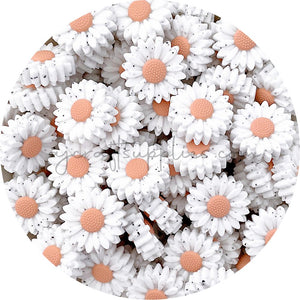 Peach Speckled - 22mm Mini Daisy Silicone Beads - 2 beads