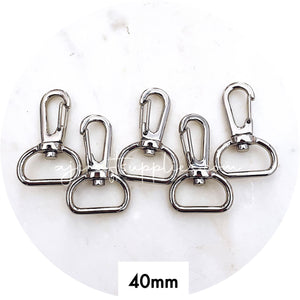 40mm Swivel Snap Hook Clasps (20mm base) - Silver - 5 Clasps