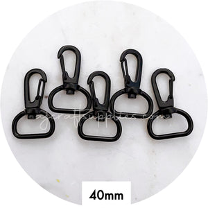 40mm Swivel Snap Hook Clasps (20mm base) - Matte Black - 5 Clasps