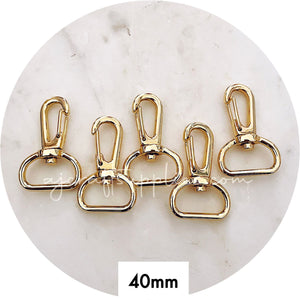 40mm Swivel Snap Hook Clasps (20mm base) - Light Gold - 5 Clasps
