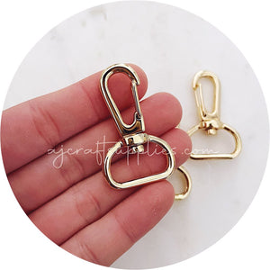 40mm Swivel Snap Hook Clasps (20mm base) - Light Gold - 5 Clasps