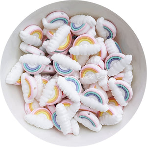 Rainbow & Cloud Silicone Beads - CHOOSE YOUR COLOUR - 2 Beads