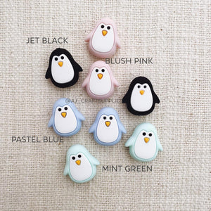 Penguin Silicone Beads - CHOOSE YOUR COLOUR - 2 Beads