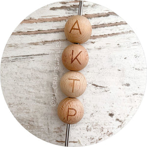 15mm Beech Wood Round Letter Beads - Choose Your Letters - Each