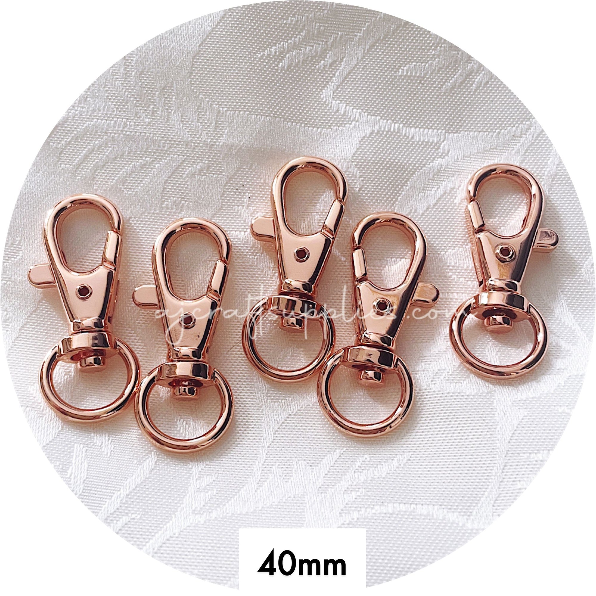 40mm Swivel Lobster Clasps - Rose Gold (Superior Quality) - 5 Clasps