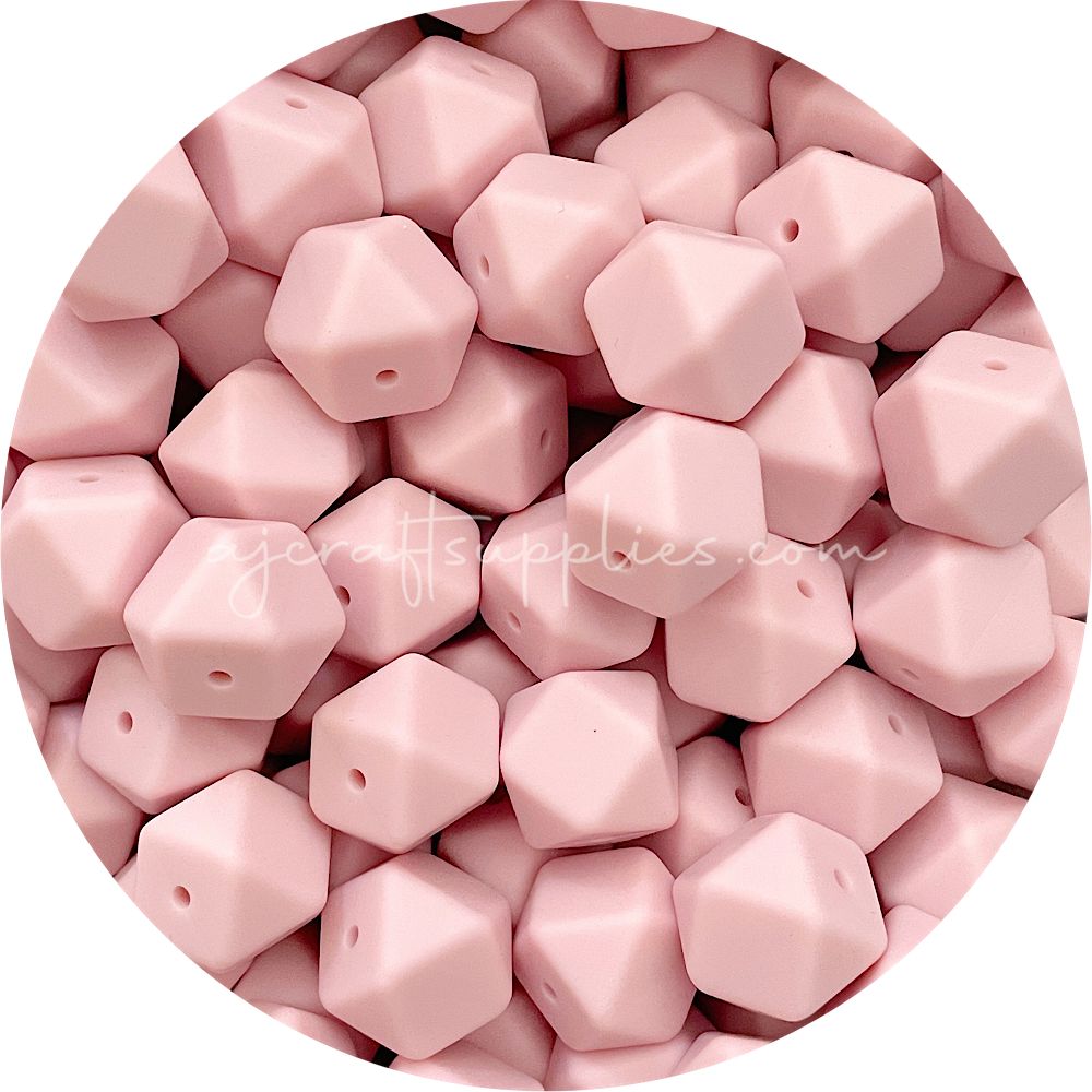 Blush Pink - 17mm Hexagon - 10 Beads