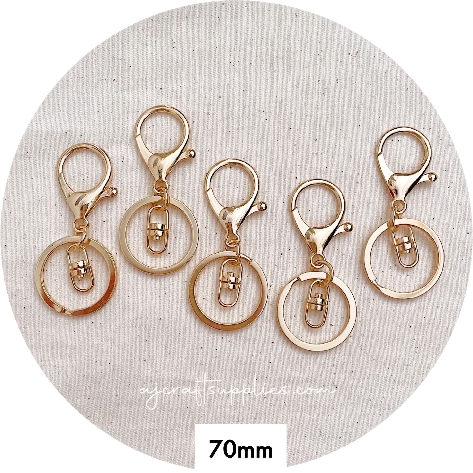 70mm Large Lobster Clasp & Keyring - Light Gold (Standard Quality) - 5 Clasp
