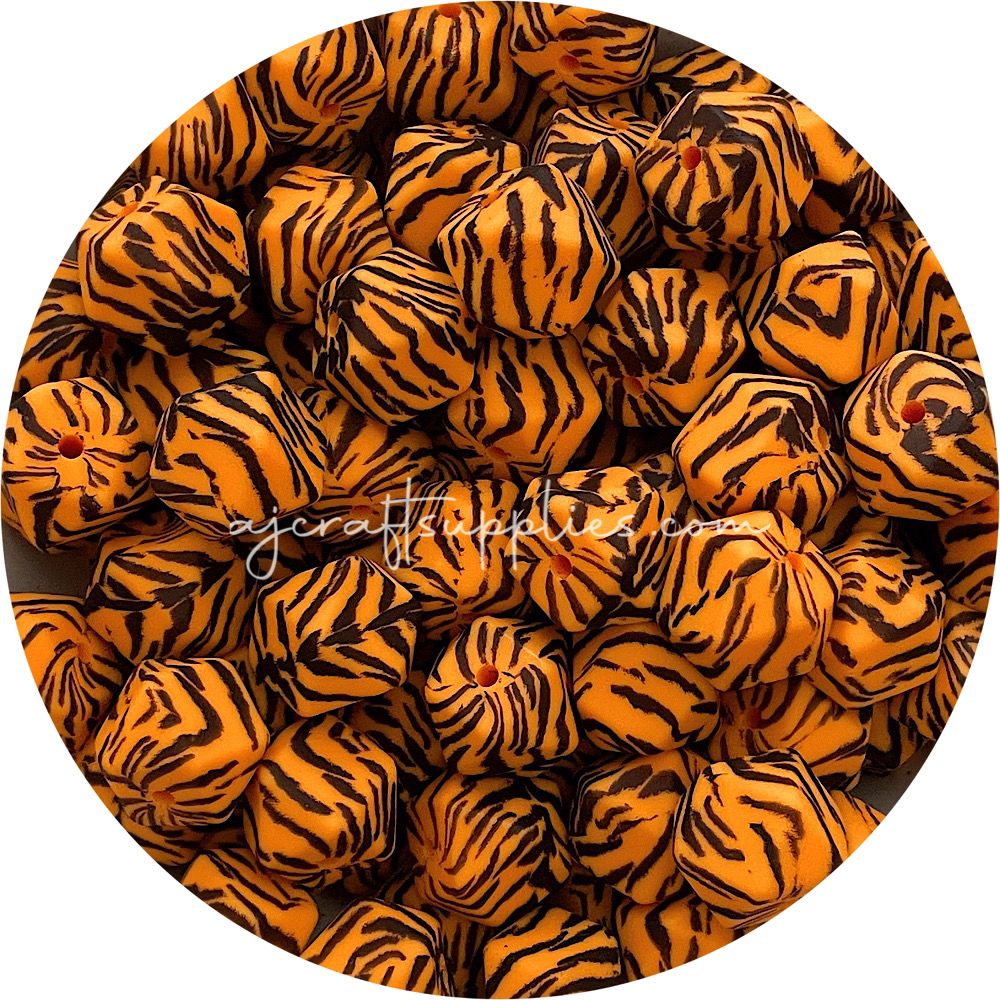 *CLEARANCE* Tiger - 17mm hexagon - 10 beads