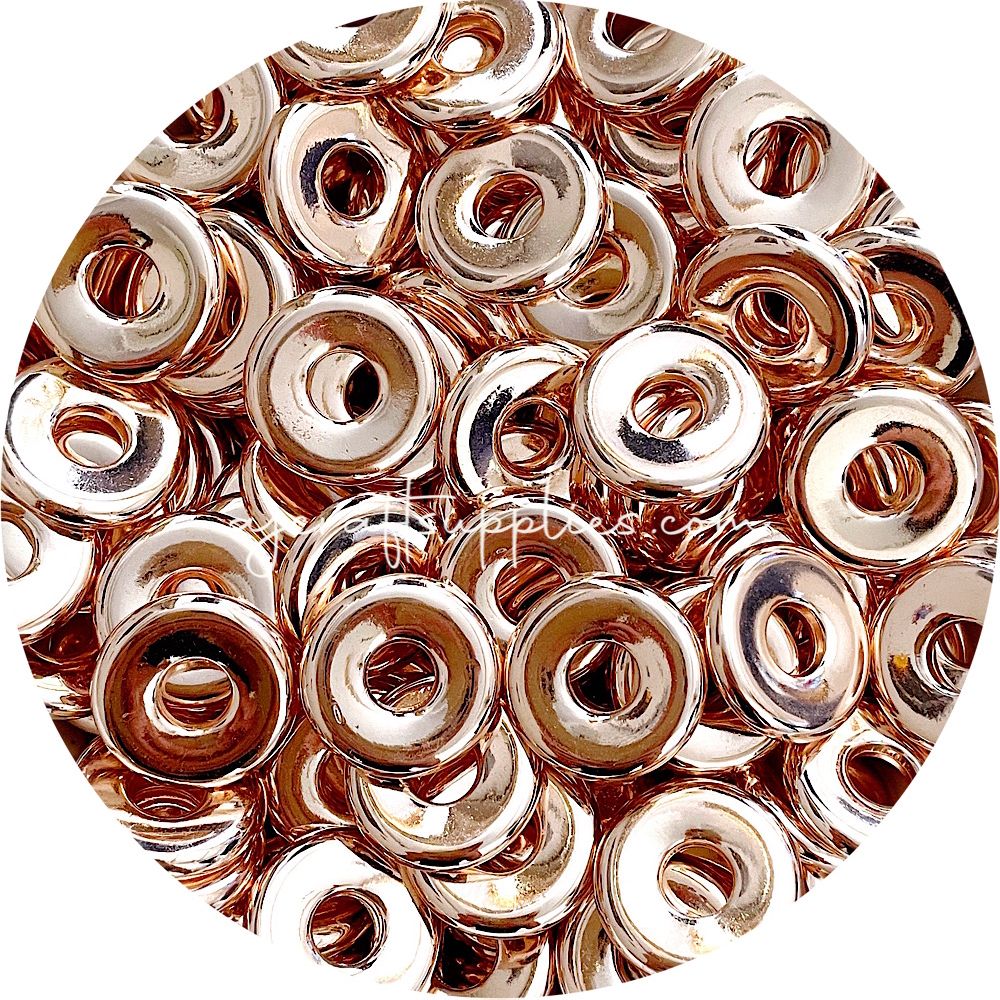 (RESTOCK ETA - LATE MAY) 25mm Flat Coin Acrylic Spacer Beads (with Large Hole) - Rose Gold - 5 Beads