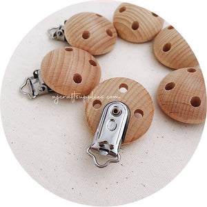 Maple Wood Dummy / Pacifier Clip - Each