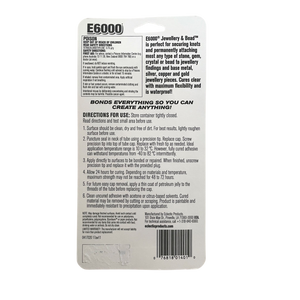 E6000 Jewellery & Bead Glue Adhesive with Nozzle Tips - 40.2g - Each