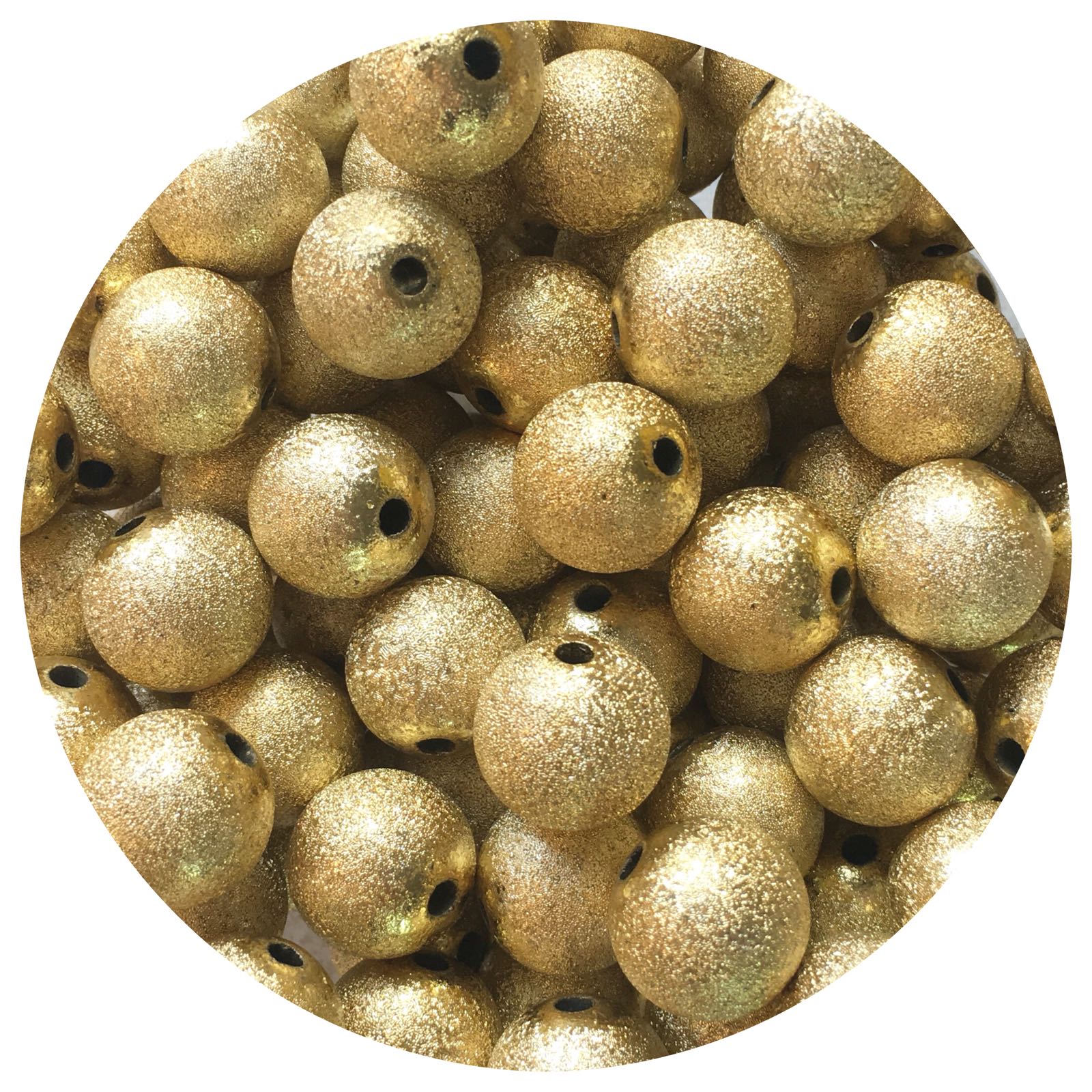 16mm Gold Stardust Round Acrylic Beads - 5 Beads