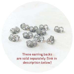 12mm Surgical Steel Earring Stud Posts - 50 pcs