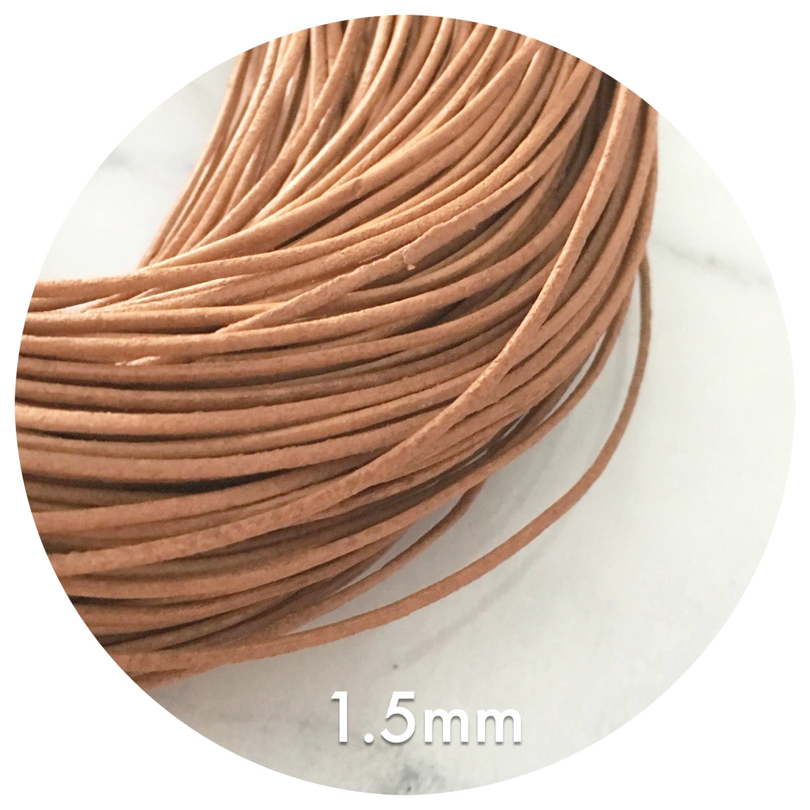 1.5mm Genuine Leather Cord - Natural Tan - 10 metres