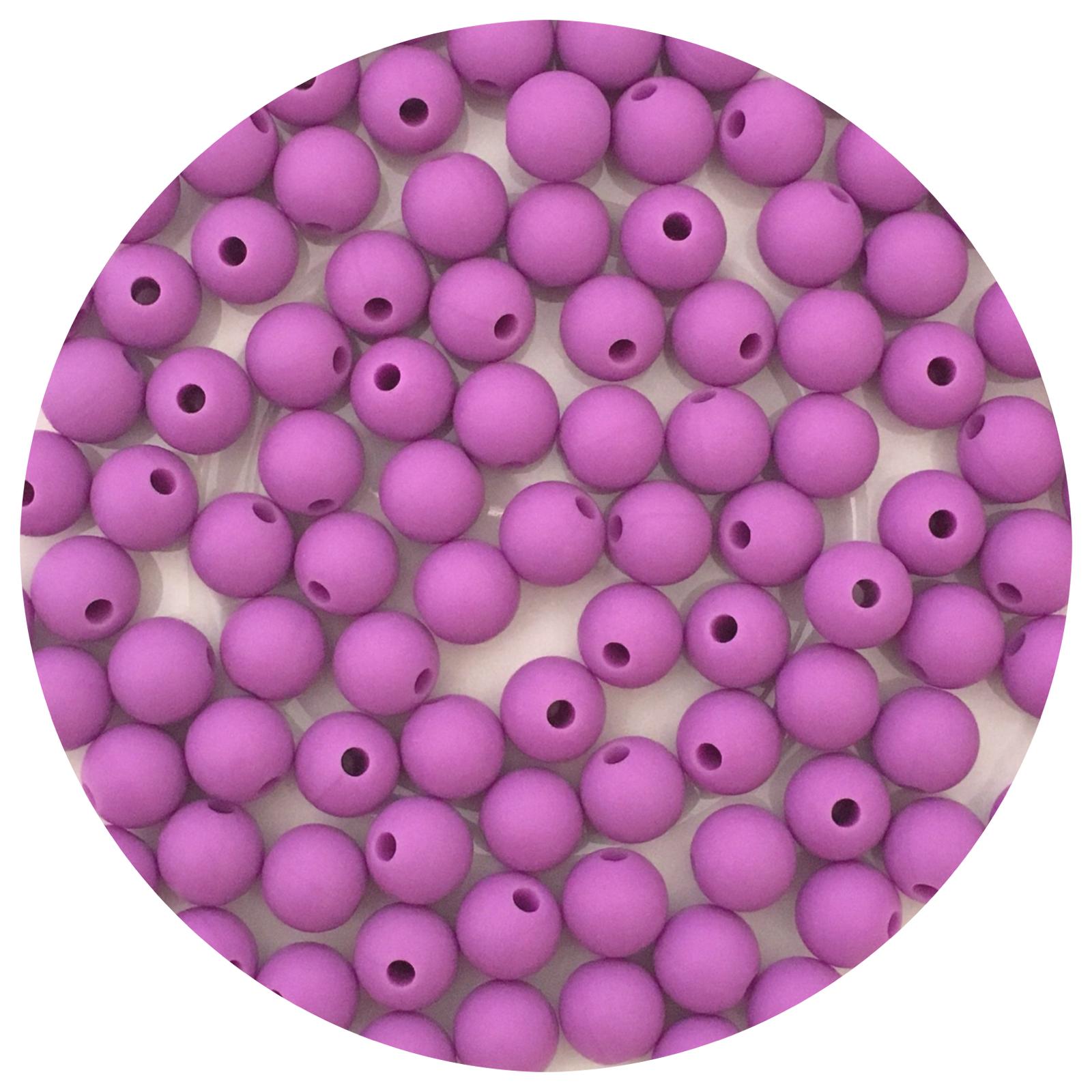 Lavender Purple - 9mm Round Silicone Beads - 5 Beads