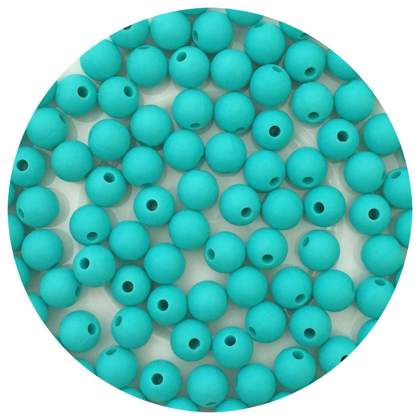 Turquoise - 9mm Round Silicone Beads - 5 Beads