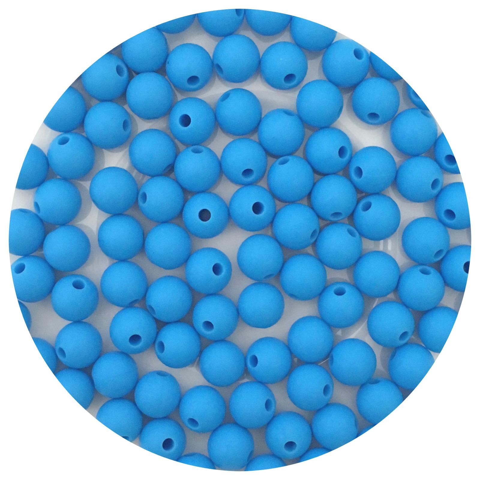 Sky Blue - 9mm Round Silicone Beads - 5 Beads