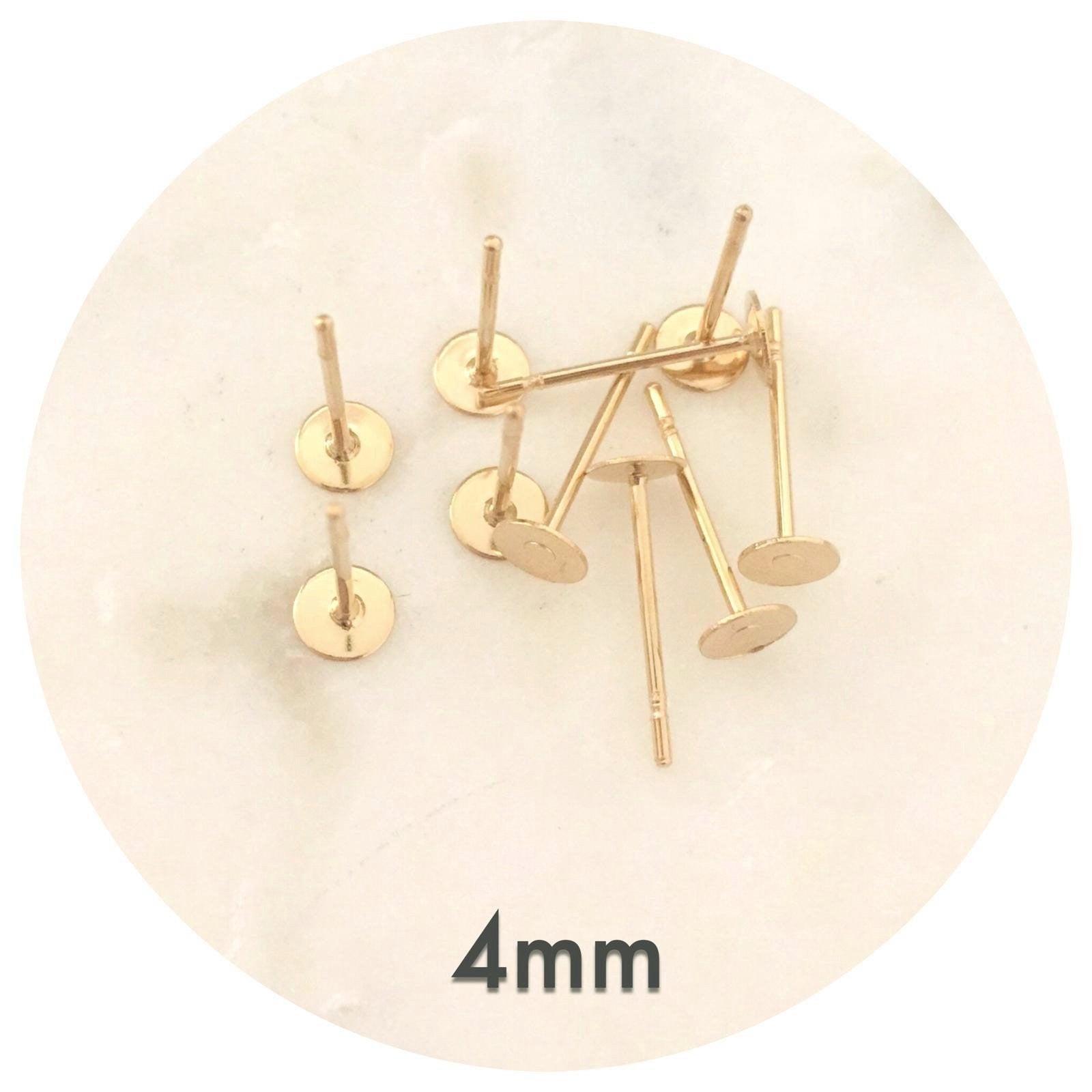 4mm Gold Stainless Steel Earring Stud Posts - 50 pcs