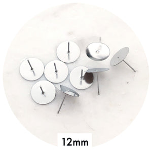 12mm Surgical Steel Earring Stud Posts - 50 pcs