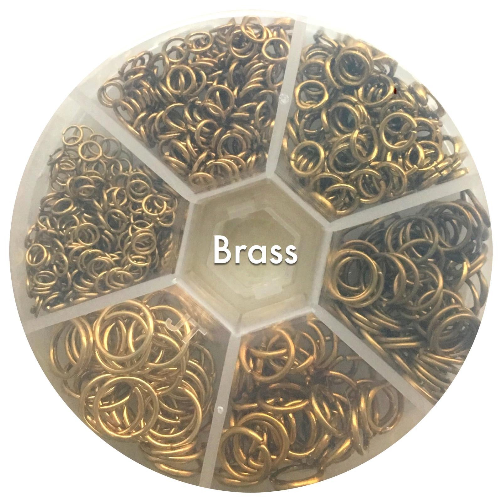 Mixed Pack Jump Rings - Raw Brass - 4mm, 5mm, 6mm, 8mm, 9mm, 10mm