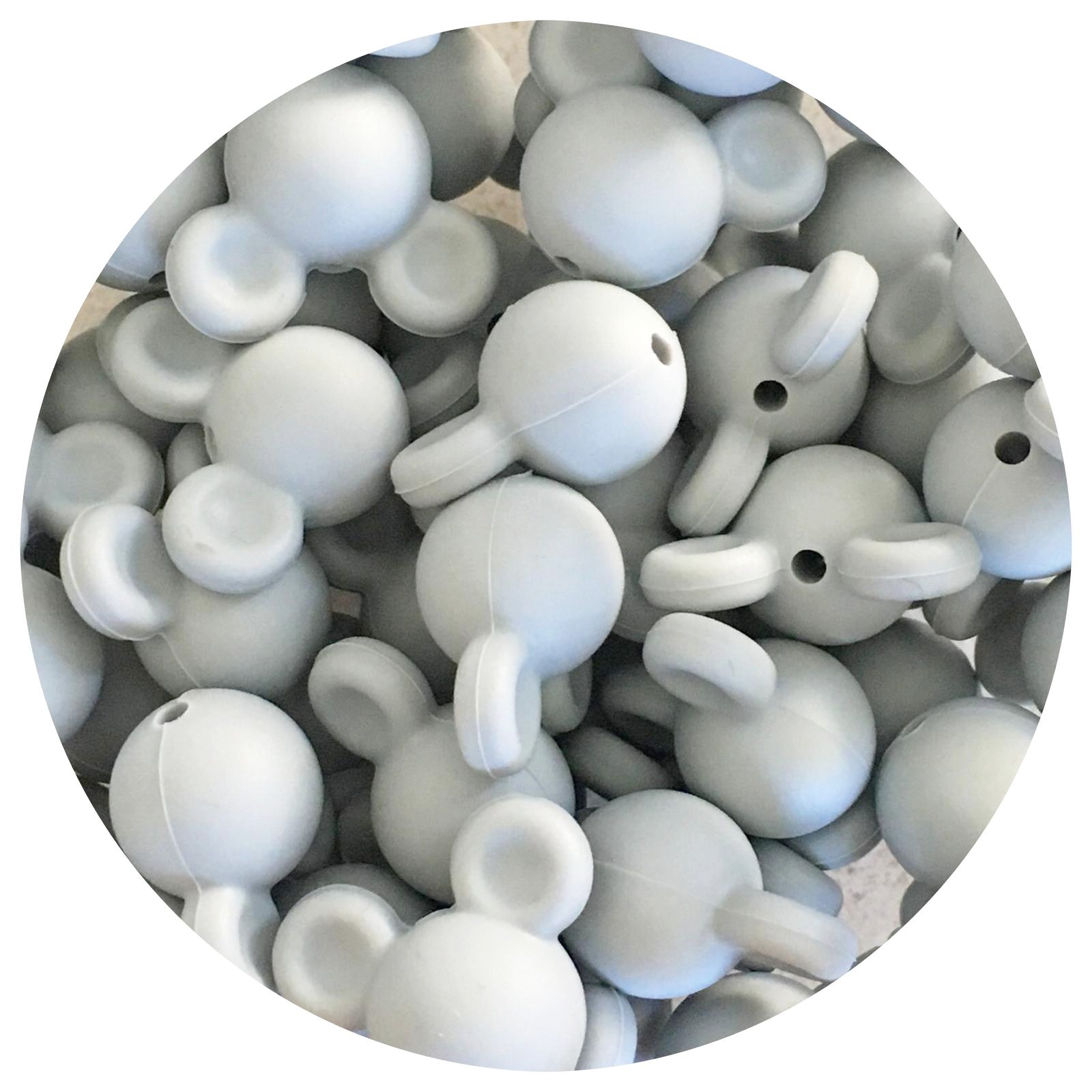 Light Grey - Mouse Head - 5 Beads