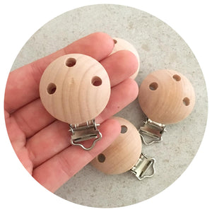 Beech Wood Dummy / Pacifier Clip - Each