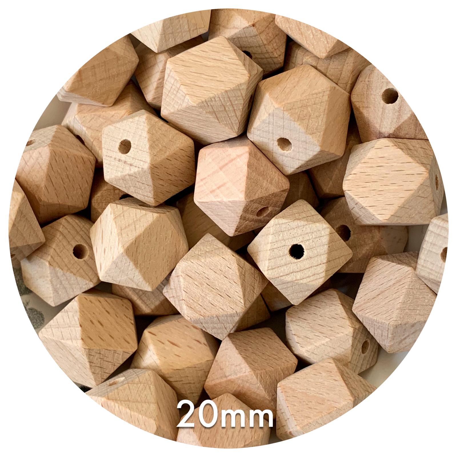 Beech Wood Hexagon Beads - 20mm - 5 Beads