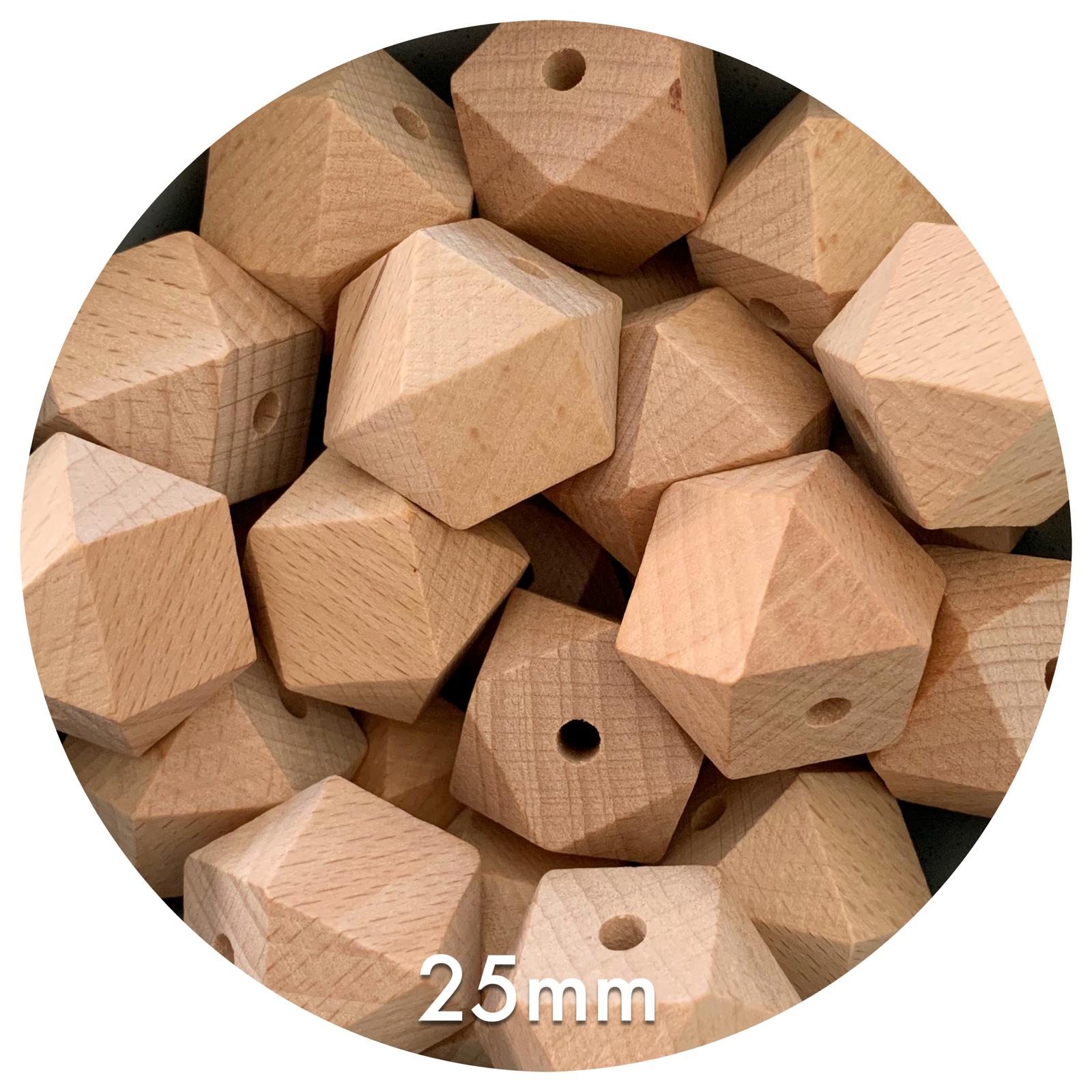 Beech Wood Hexagon Beads - 25mm - 5 Beads