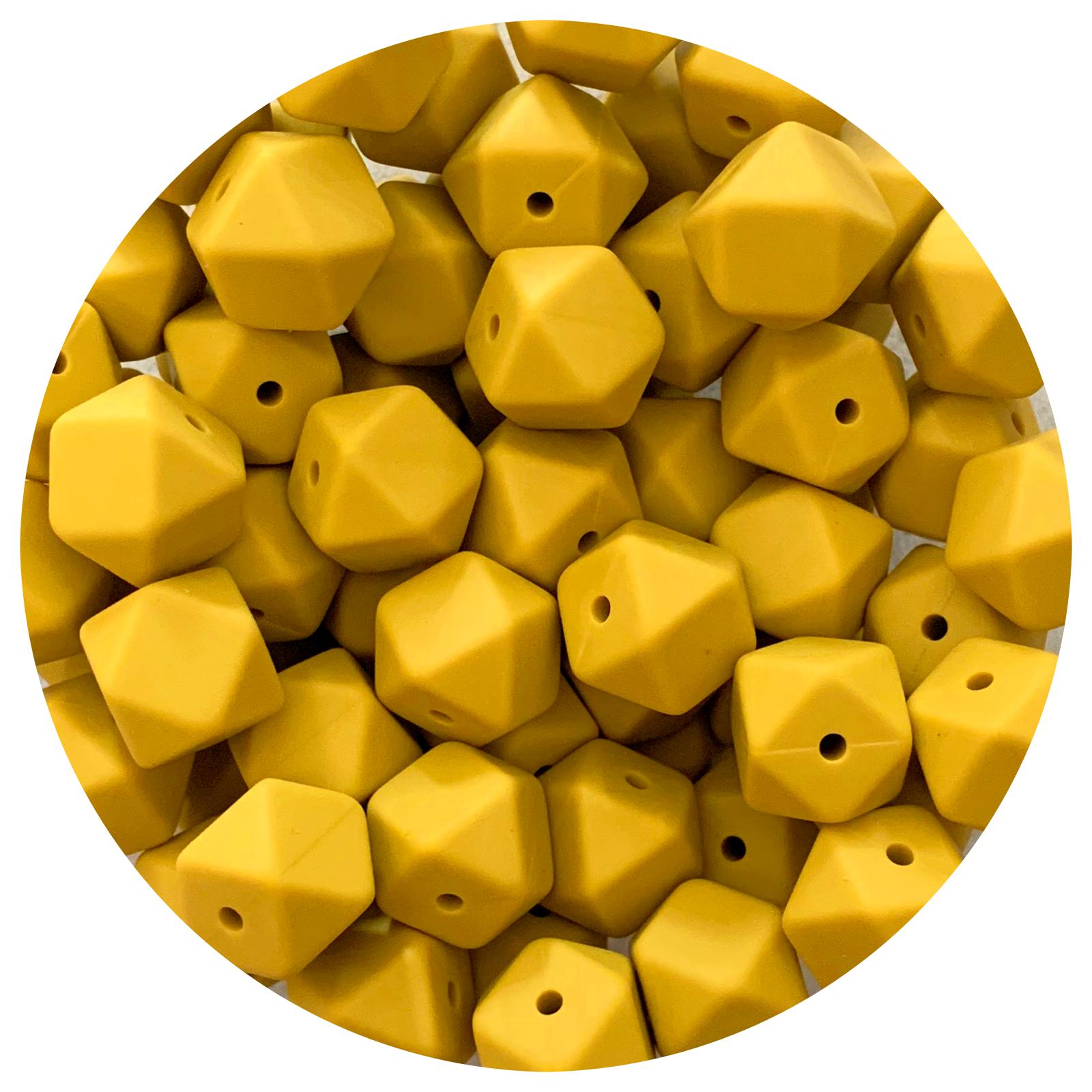 Mustard Yellow - 14mm Mini Hexagon - 5 beads