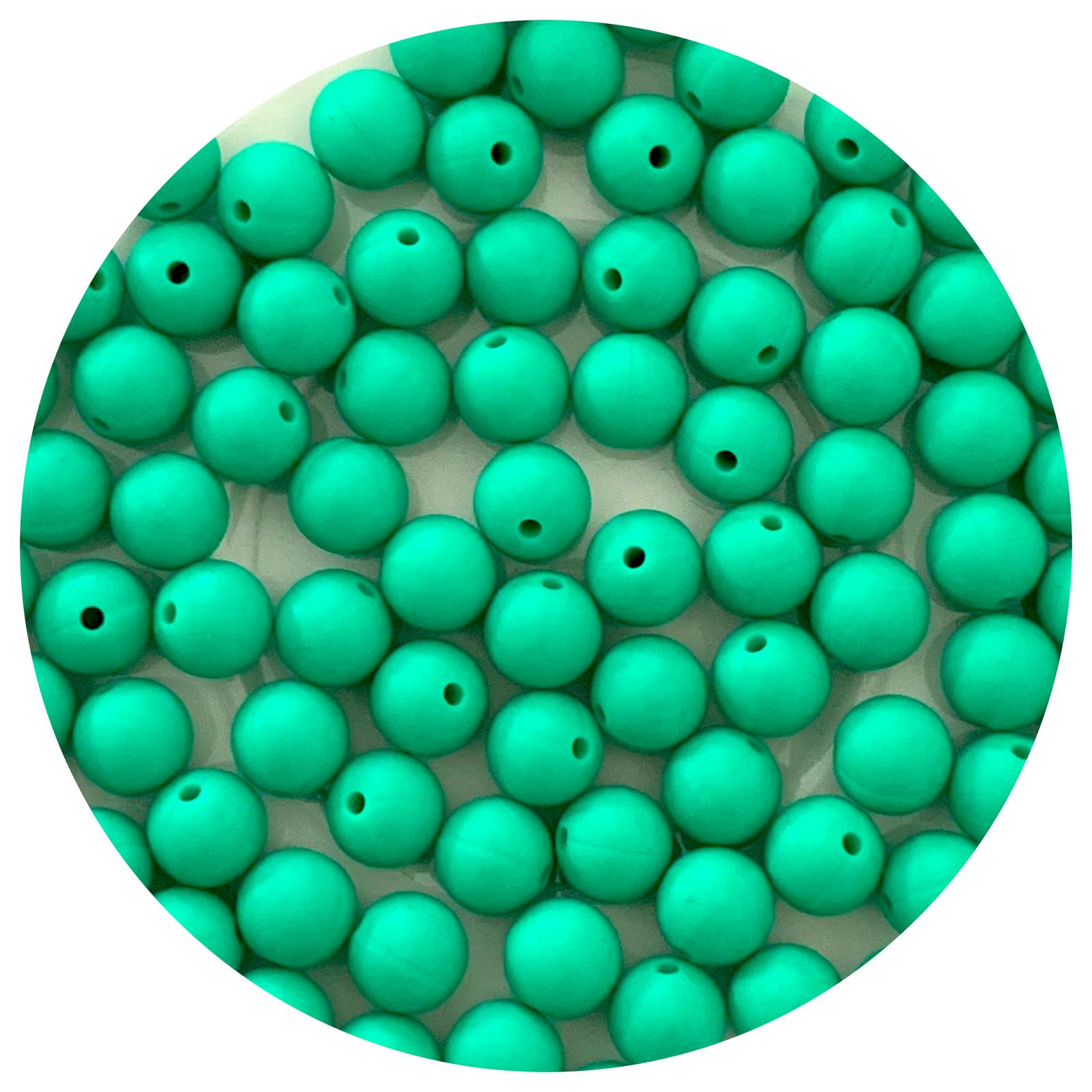 Kelly Green - 9mm Round Silicone Beads - 5 Beads